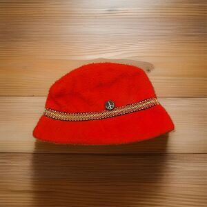 Vintage Red Hat Faux Fur Union Made Womens Size M Medium Peace Sign